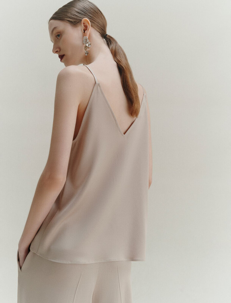 satenasti zgornji del majice brez rokavov - naraven