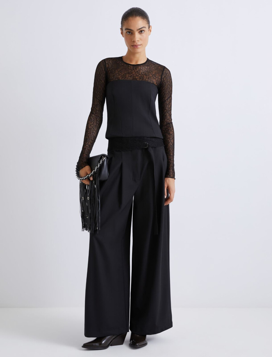 zgornji del korzeta iz raztegljive tkanine - Črna