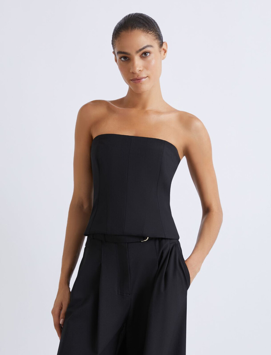 zgornji del korzeta iz raztegljive tkanine - Črna