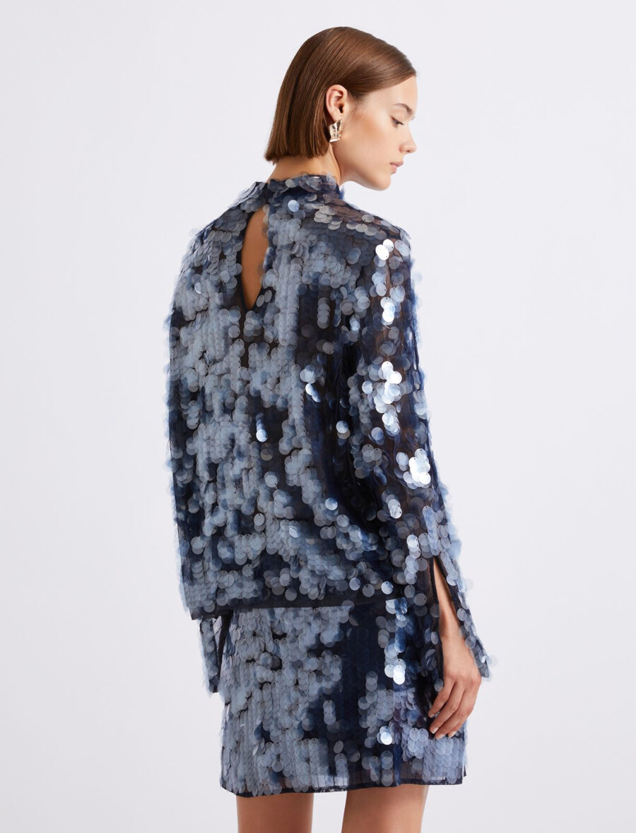 bluza z bleščicami - mornarsko modra