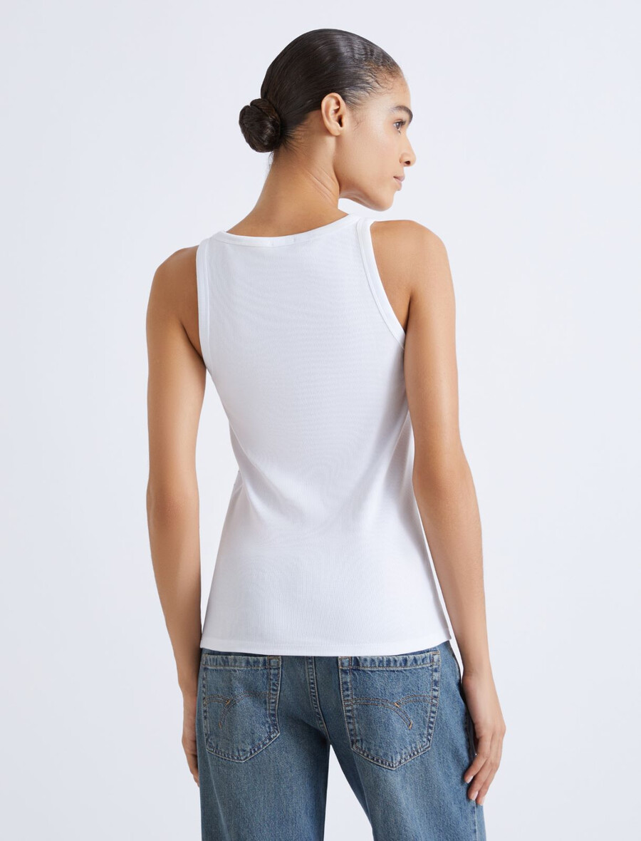 top brez rokavov z okrasnimi kamni - bela