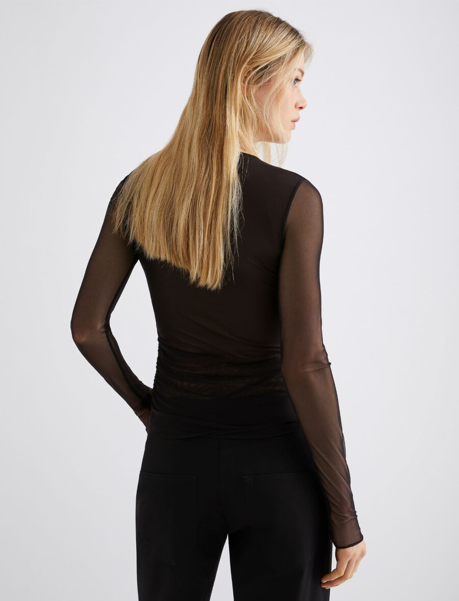 dvostranska majica iz tila - Črna