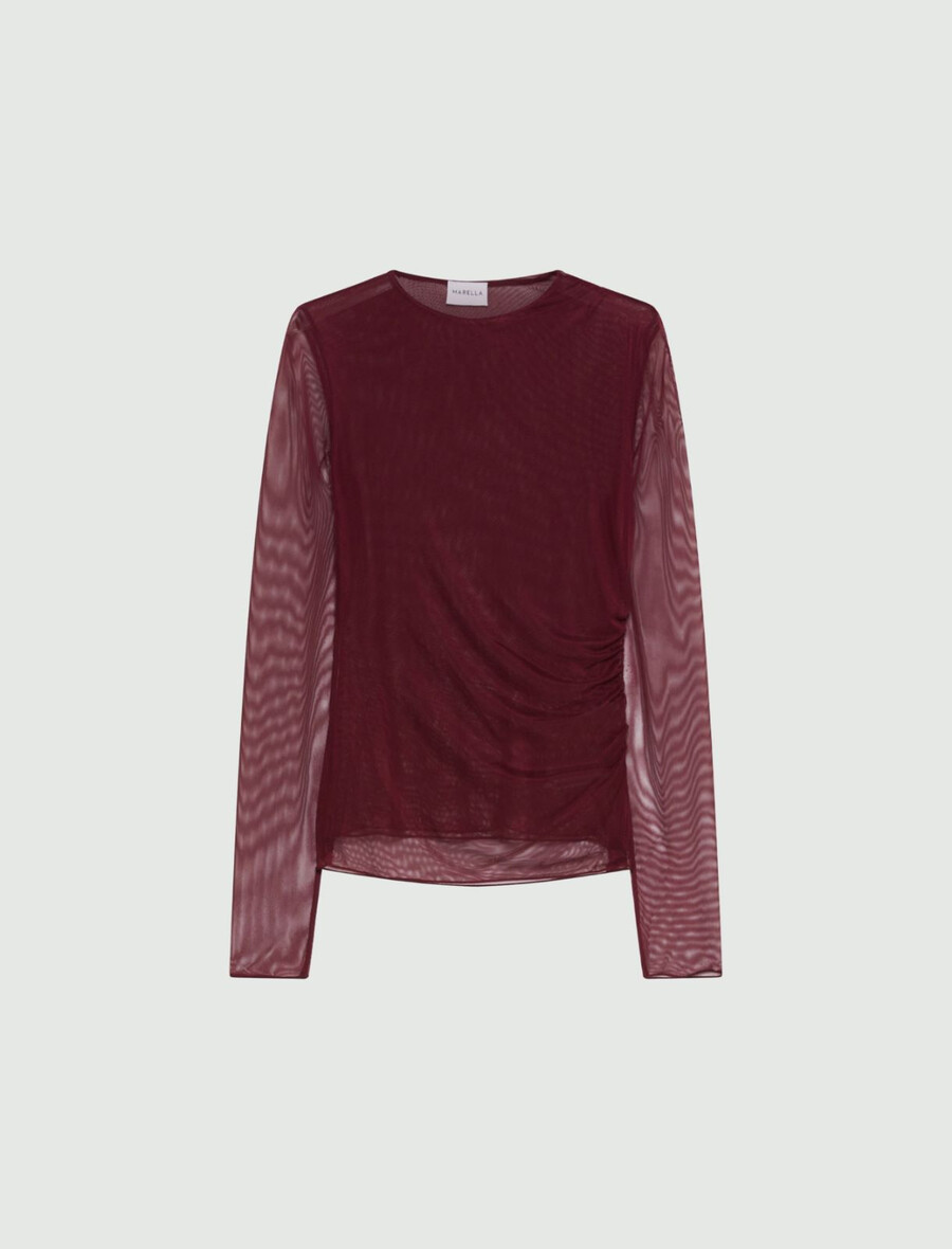 dvostranska majica iz tila - bordo