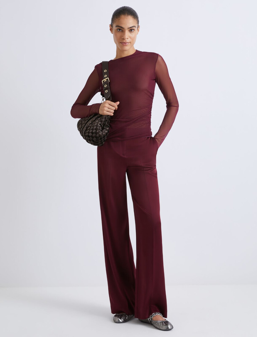 dvostranska majica iz tila - bordo