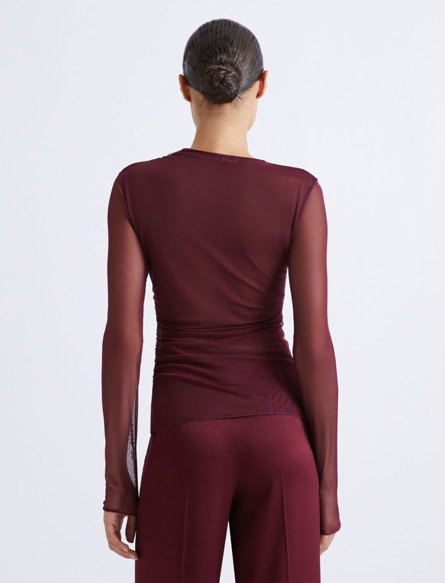 dvostranska majica iz tila - bordo