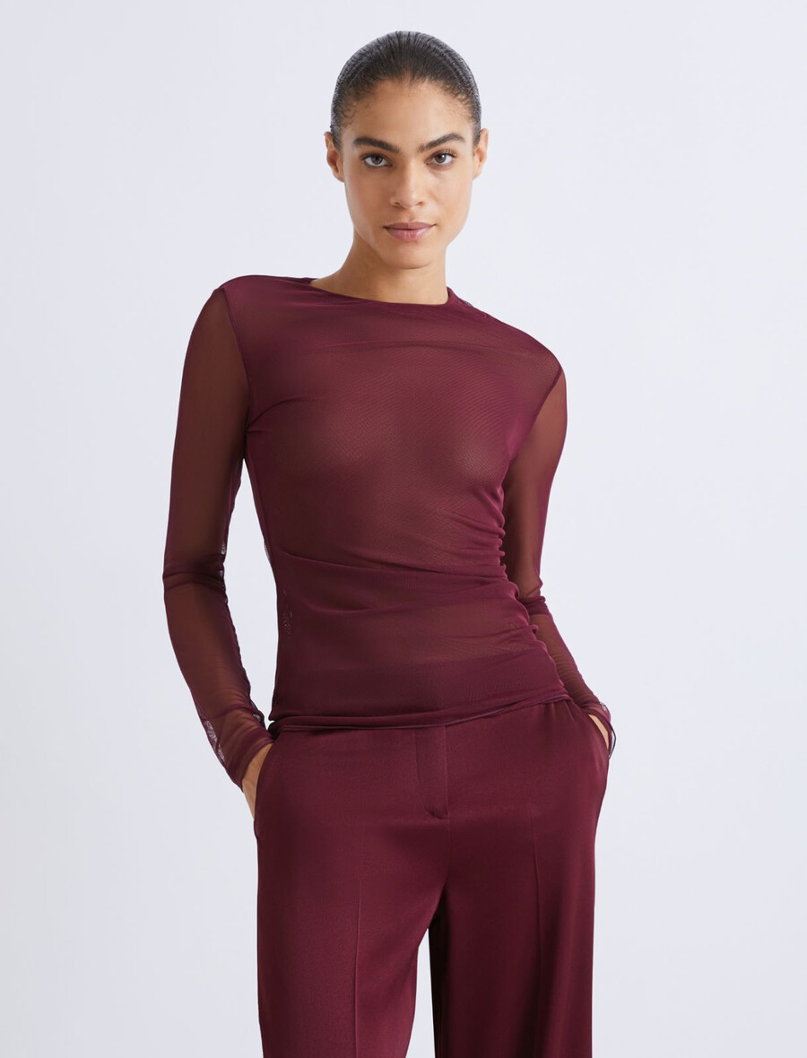 dvostranska majica iz tila - bordo