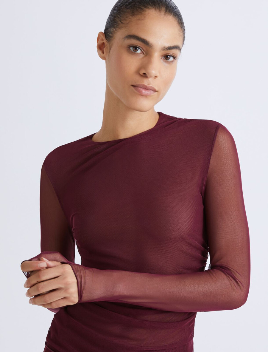 dvostranska majica iz tila - bordo