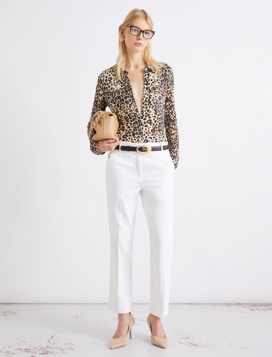 slim fit majica iz džersija - beŽ