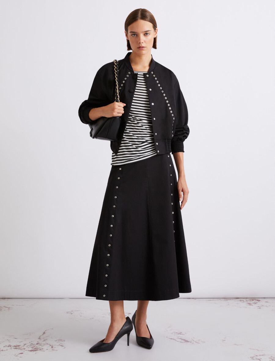 Črtasta majica iz džersija - kremna