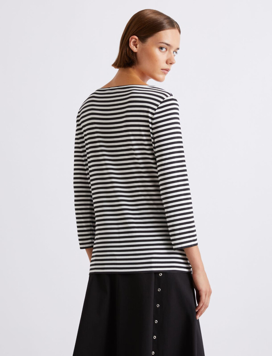 Črtasta majica iz džersija - kremna