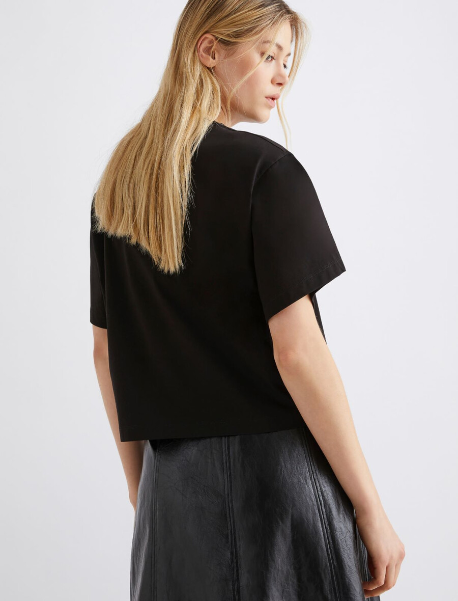 kratka majica s kristali - Črna