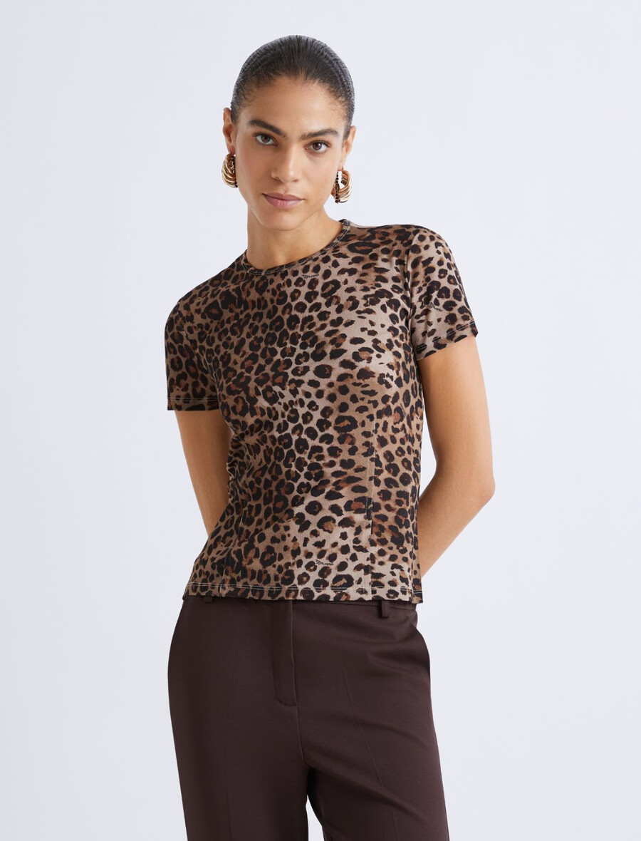 majica iz tila z živalskim potiskom - naravna