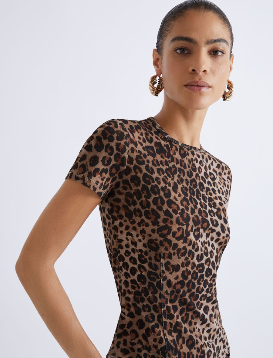 majica iz tila z živalskim potiskom - naravna