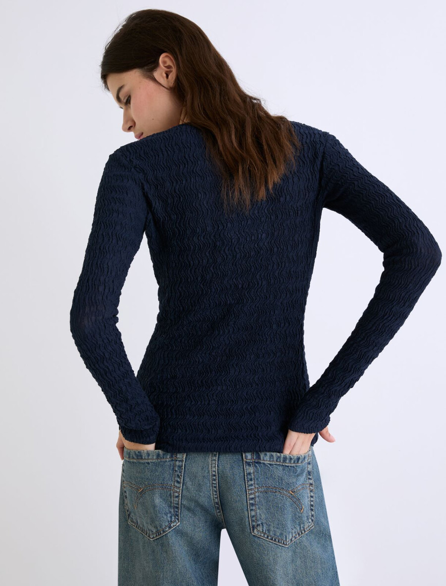 džersej pulover z dolgimi rokavi - mornarsko moder