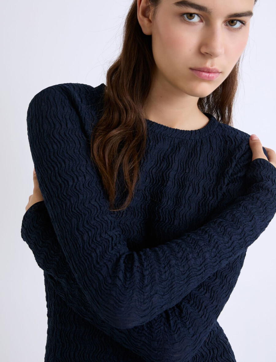 džersej pulover z dolgimi rokavi - mornarsko moder