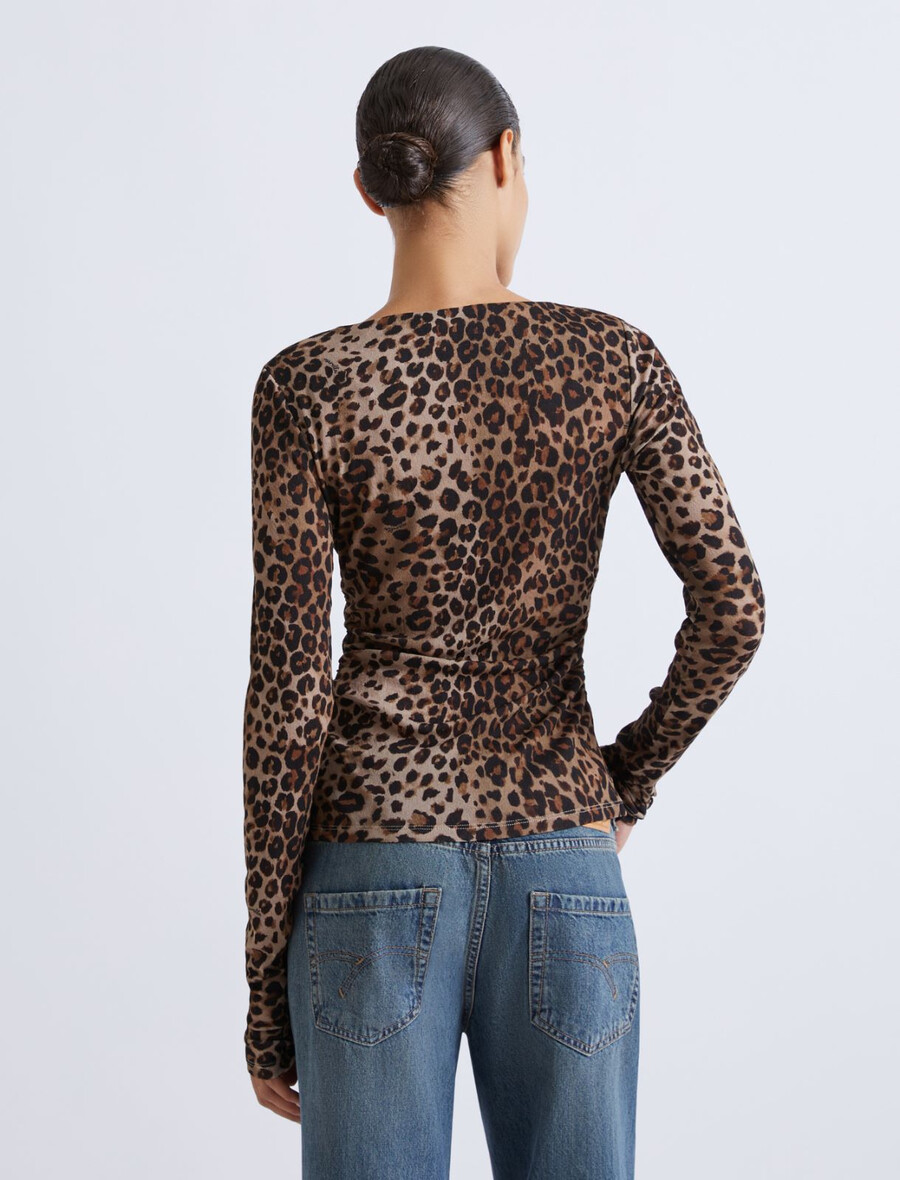 majica s potiskom iz tila in džersija - naravna