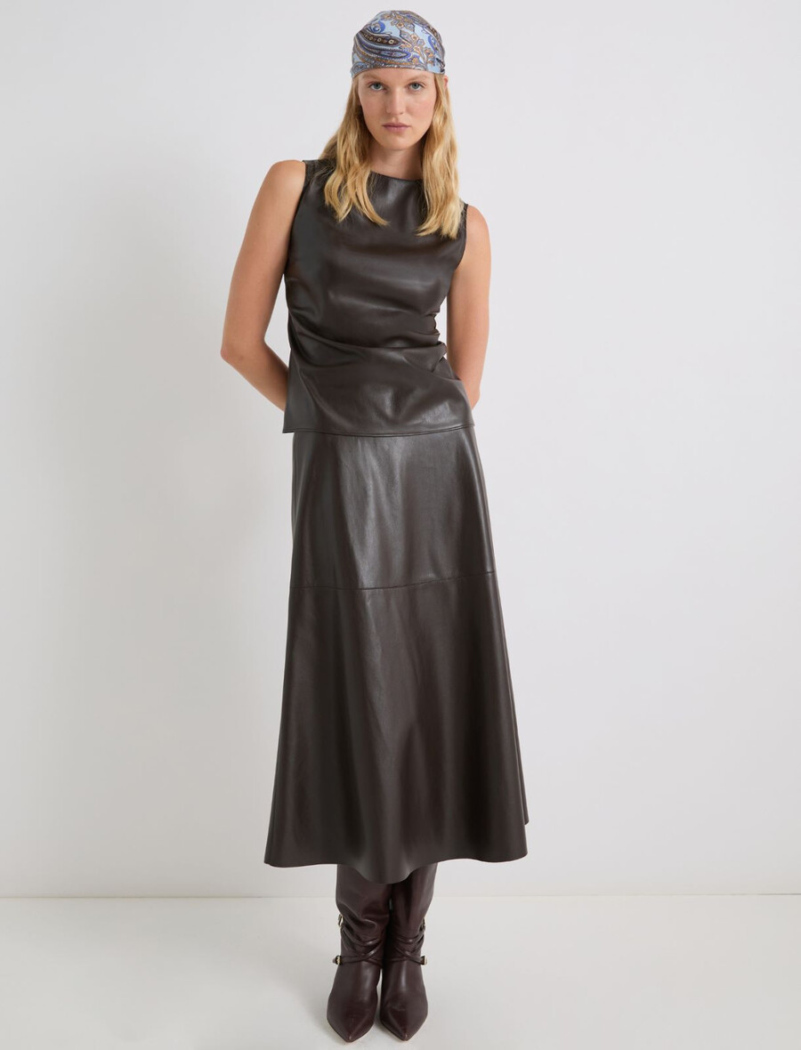 jersey majica brez rokavov s prevleko - temno rjava