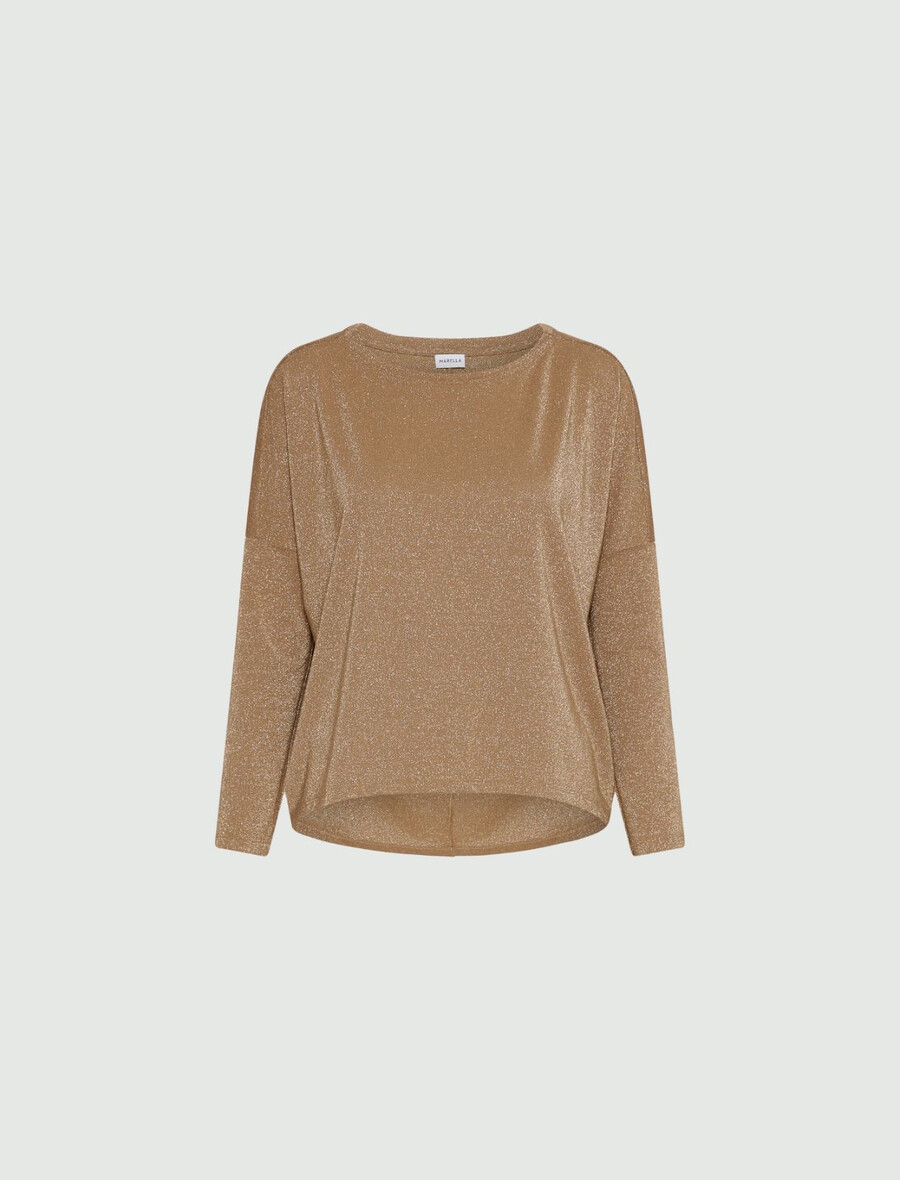 pulover sproščenega kroja z lureksom - zlat