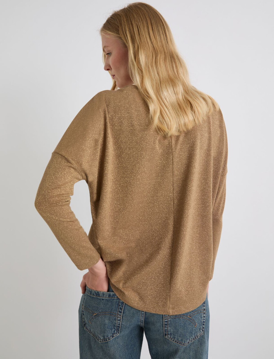 pulover sproščenega kroja z lureksom - zlat