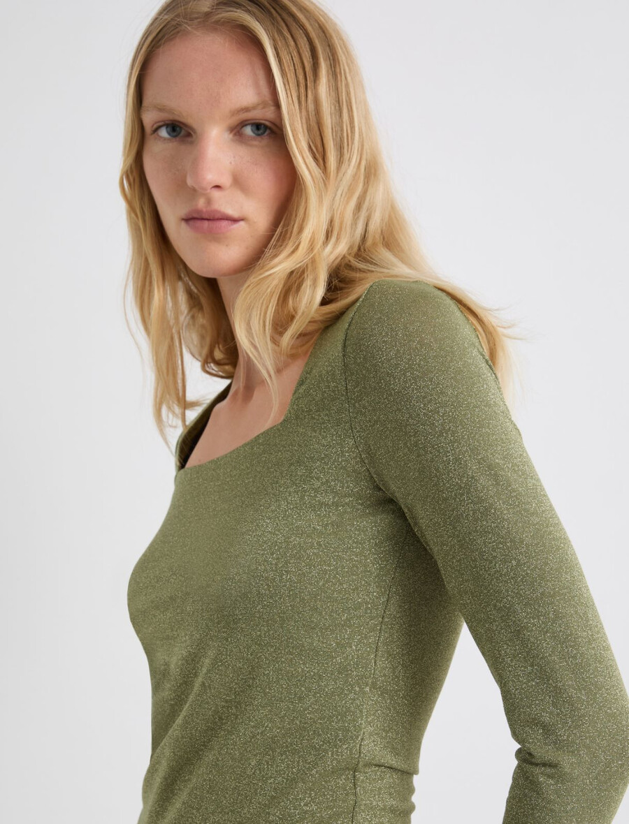 viskozna majica z lureksom - zelena