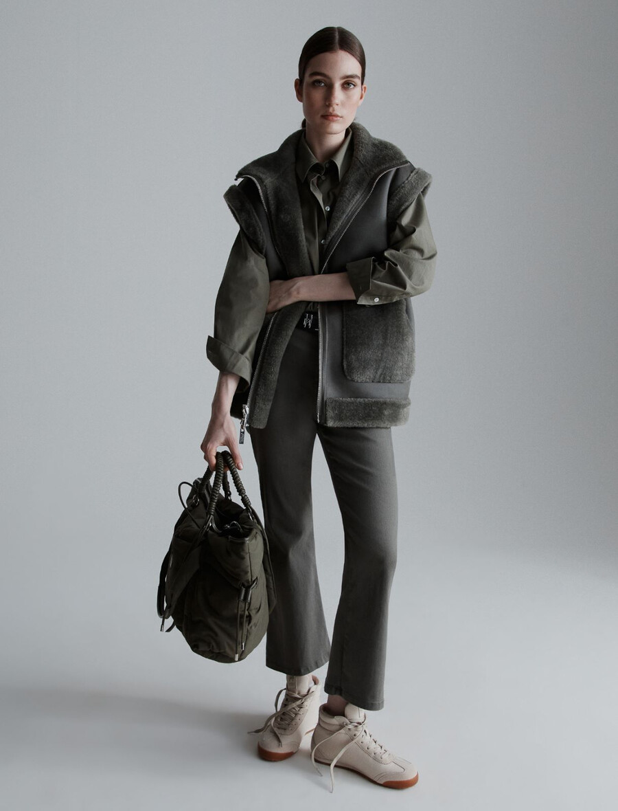 raztegnjene skrajšane kavbojke - olivna