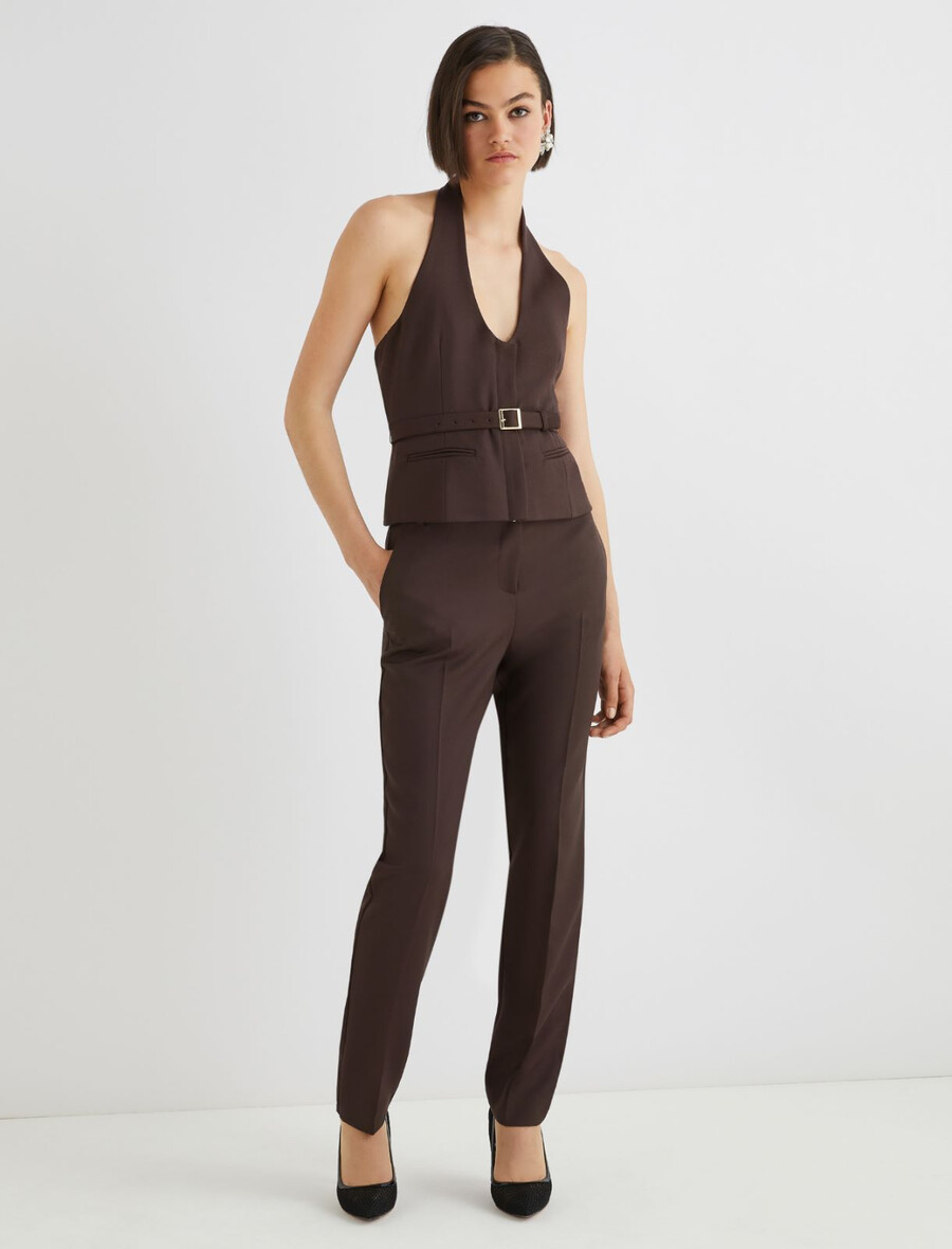 chino hlače iz mešanice volne - rjave