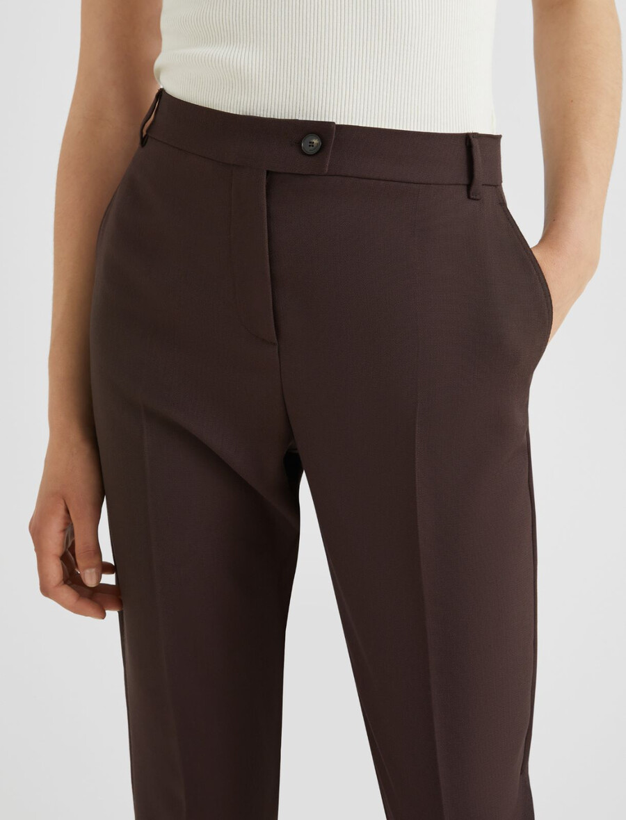 chino hlače iz mešanice volne - rjave