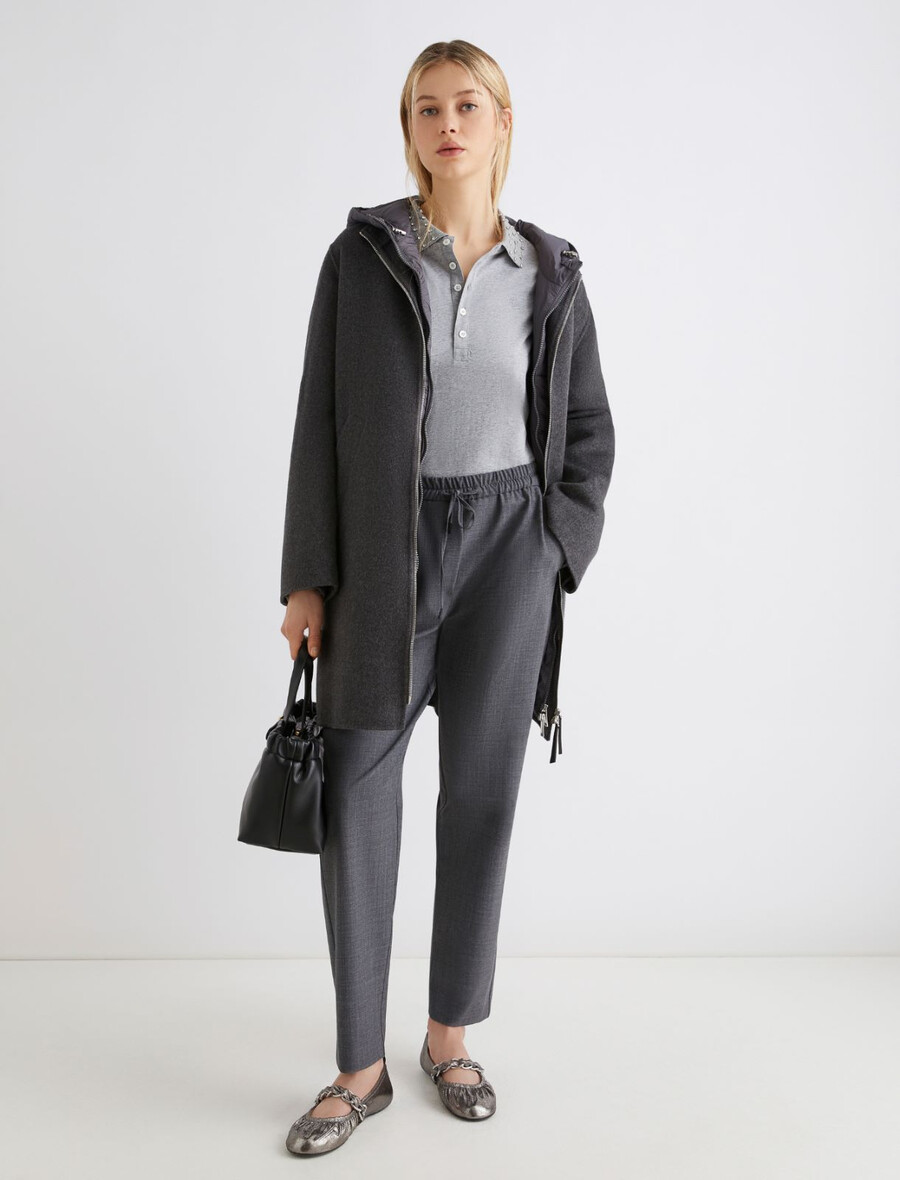 oprijete hlače iz mešanice volne - melange grey