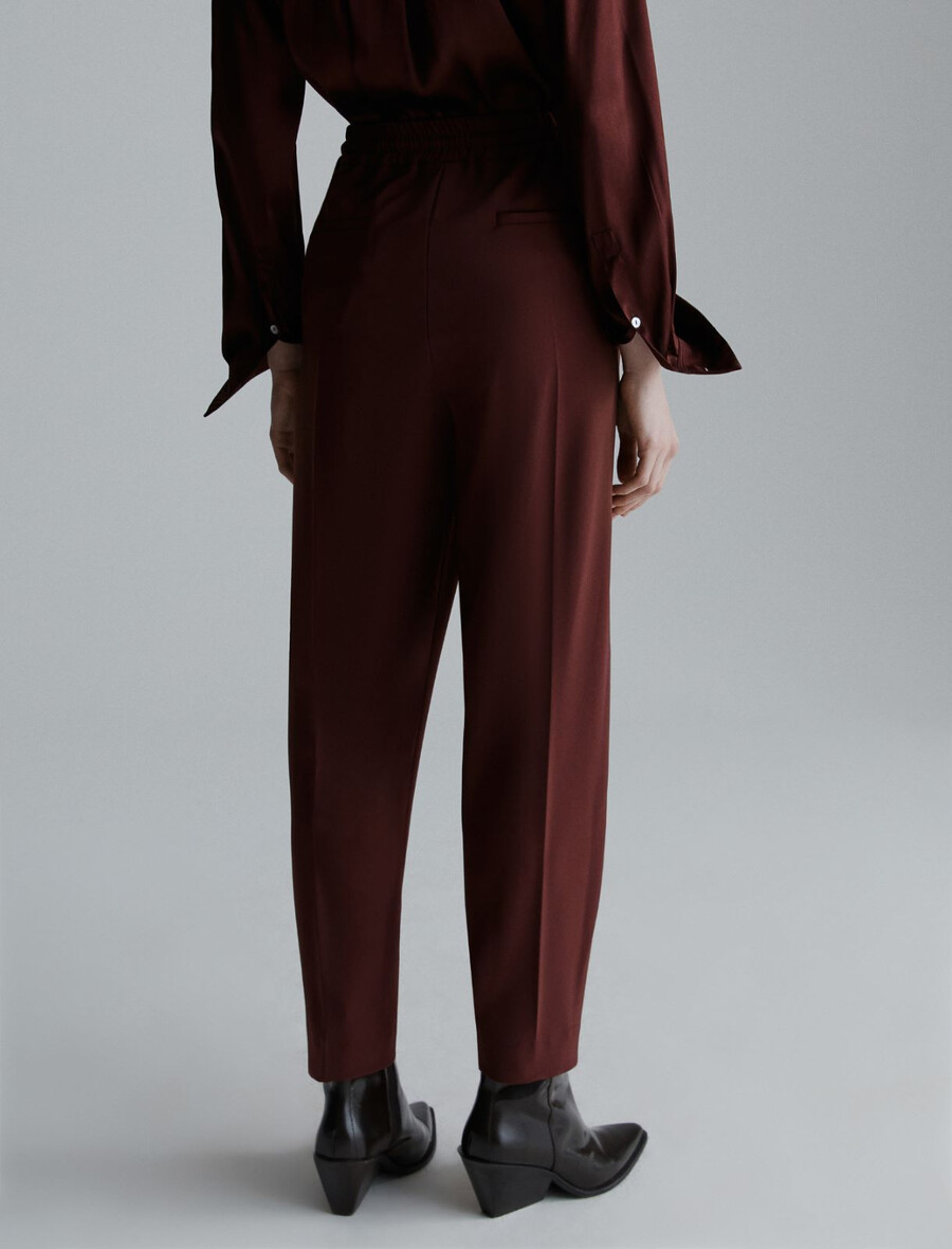 hlače za prosti čas iz raztegljivega keperja - bordo