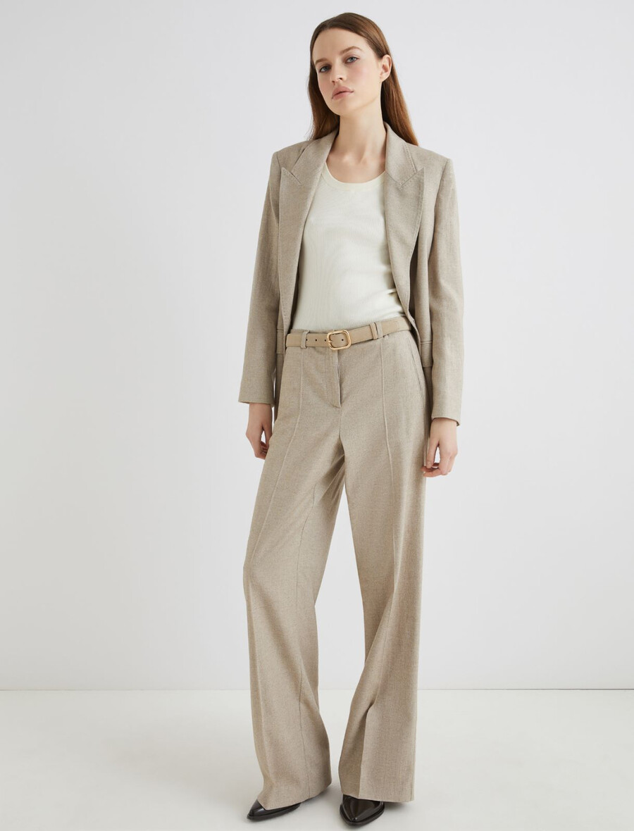 hlače ravnega kroja iz sobolja - leŠnikovo rjave