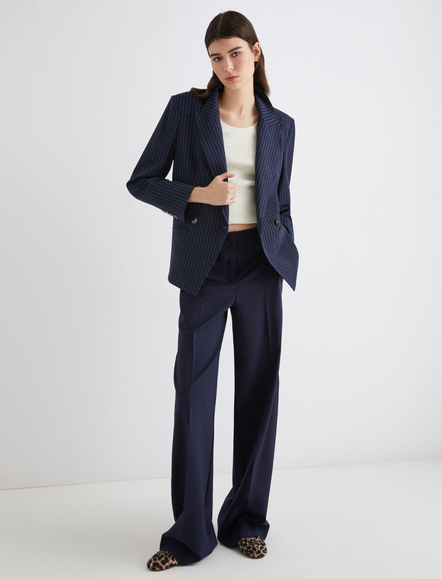 hlače z naborki - temno modre