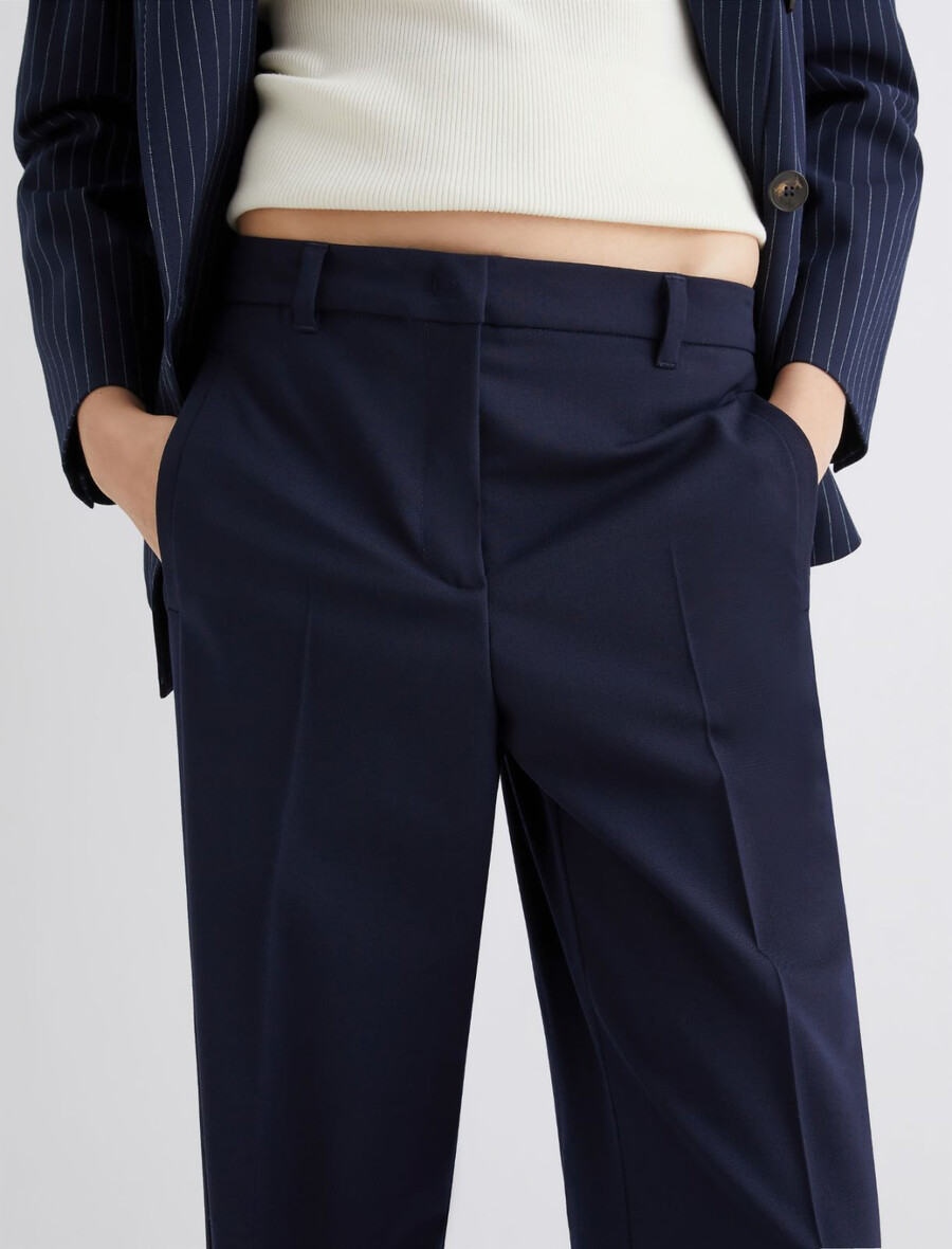 hlače z naborki - temno modre