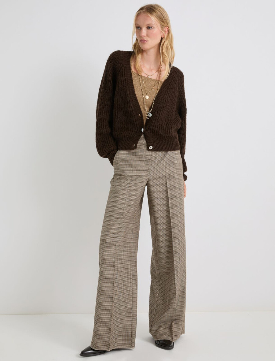 Široke hlače z lureksom - naravne