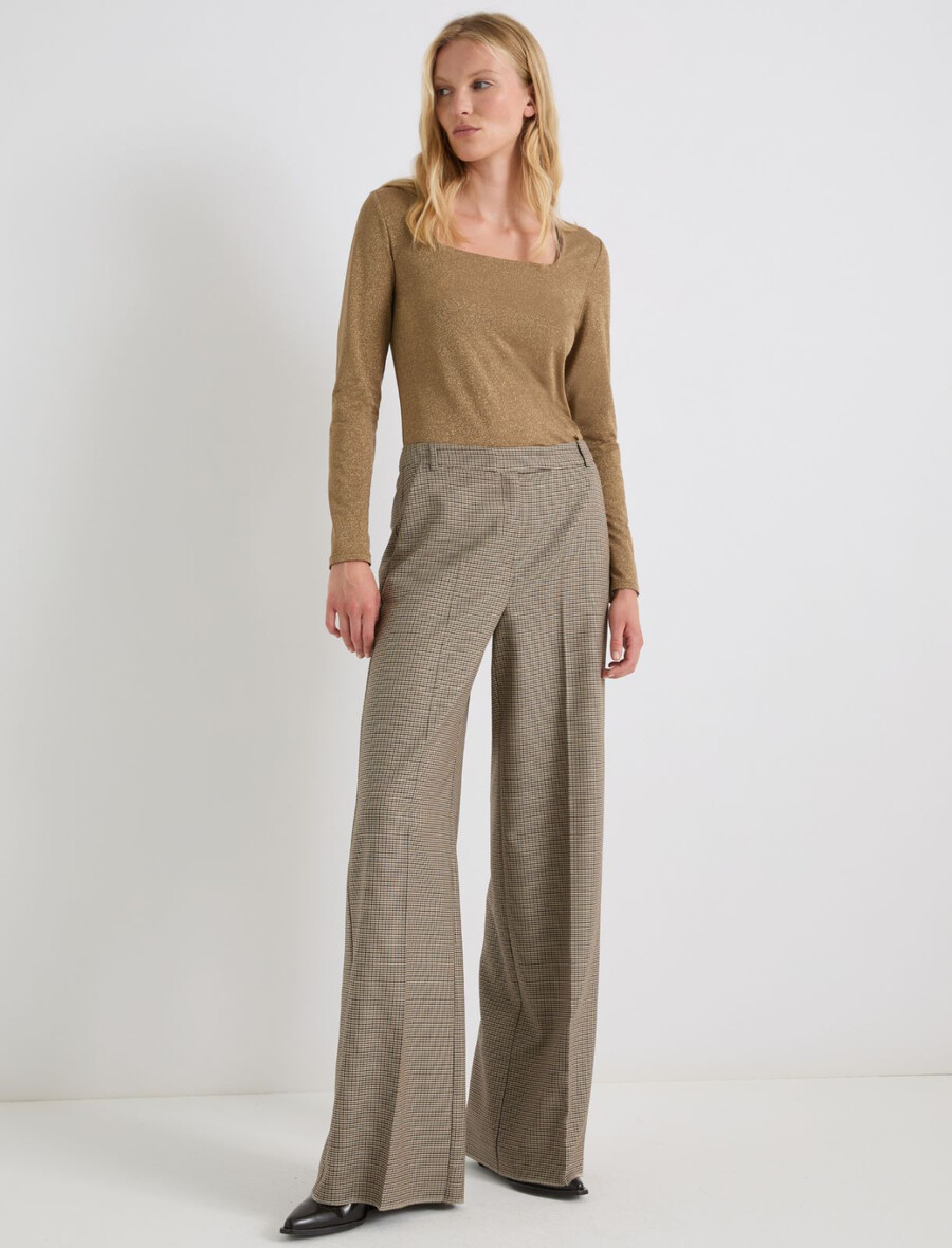 Široke hlače z lureksom - naravne