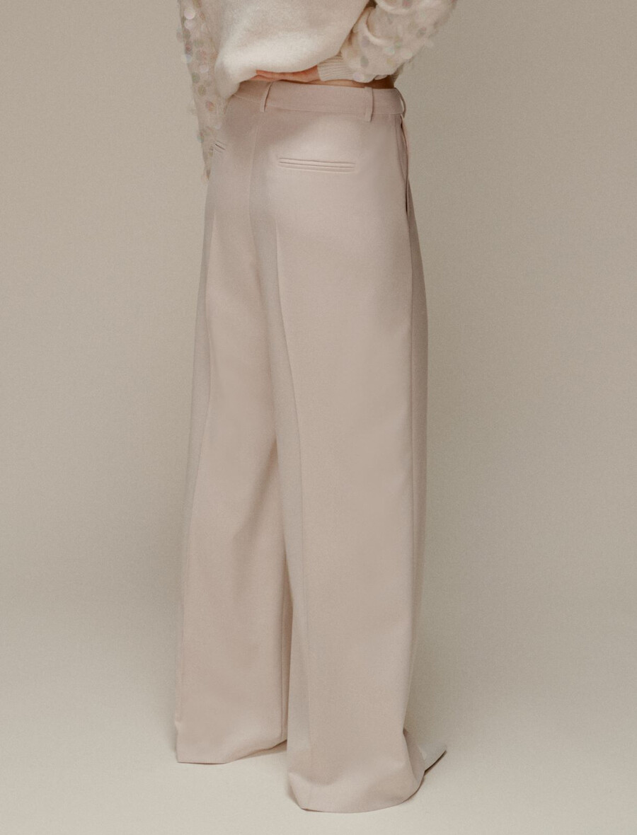 padajoče široke hlače - ecru