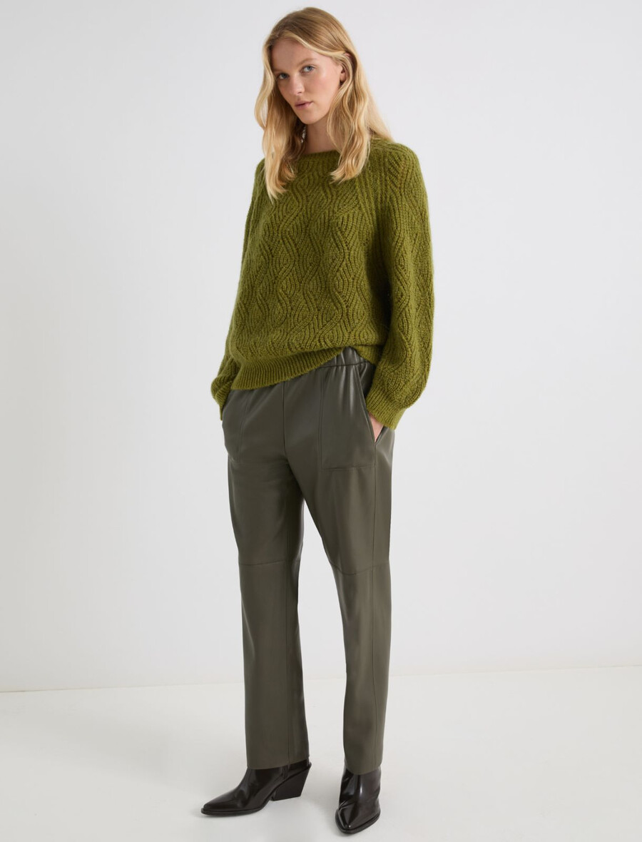 hlače iz prevlečenega džersija s korenčkovim krojem - vojaŠko zelena